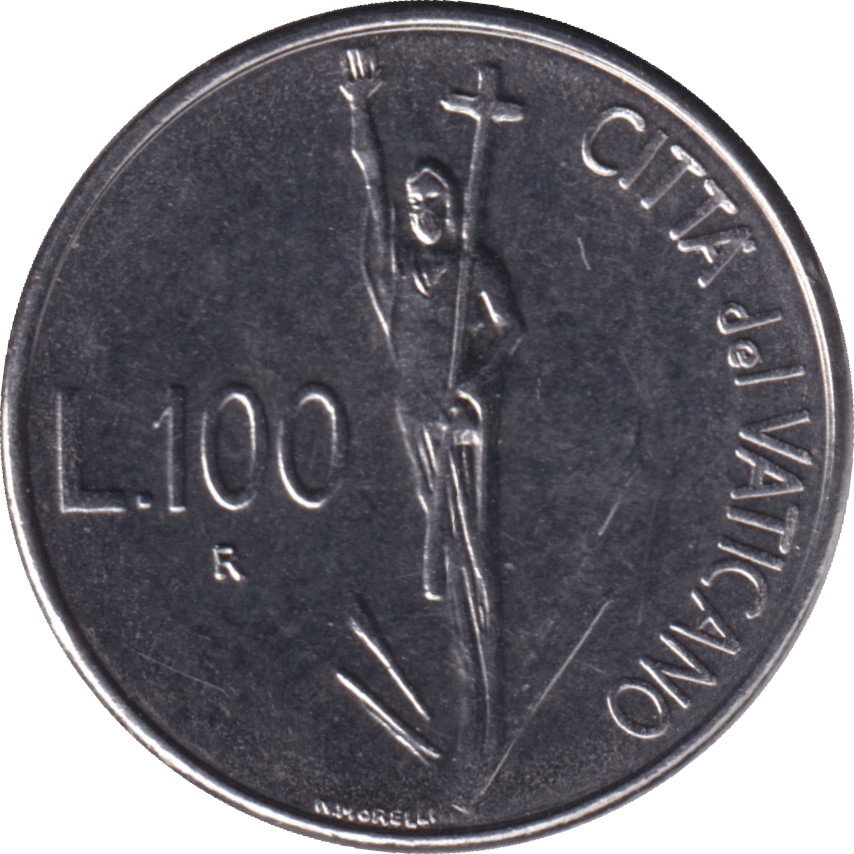 100 lire - John Paul II - Jésus sur sa croix