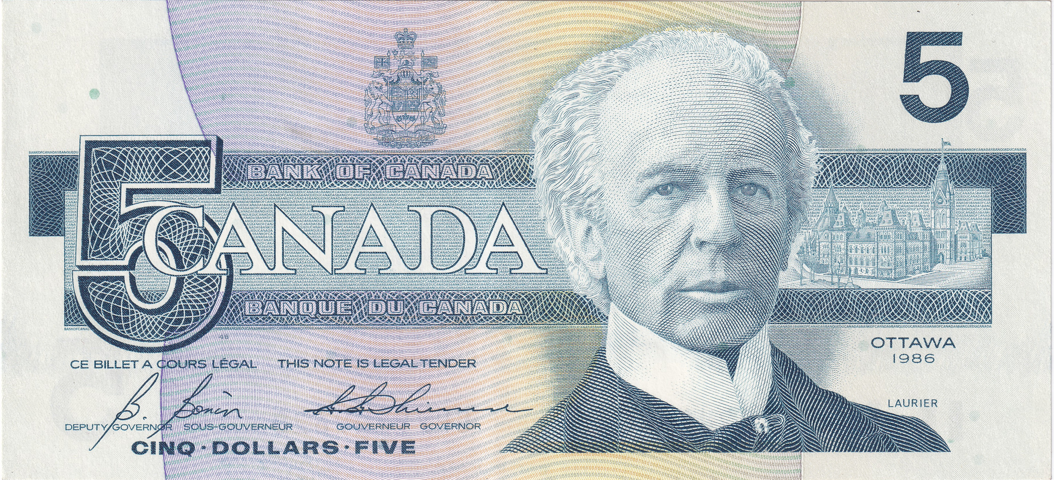 5 dollars - Série 1986 - Sir Wilfrid Laurier