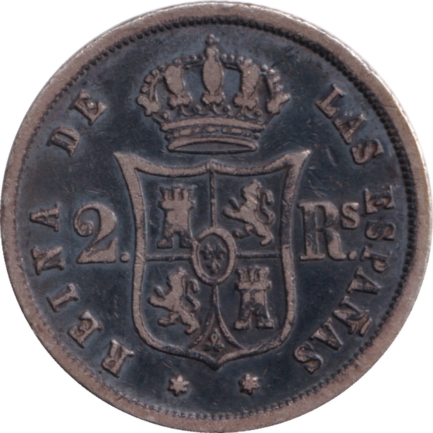 2 reales argent - Isabelle II - Deuxième effigie