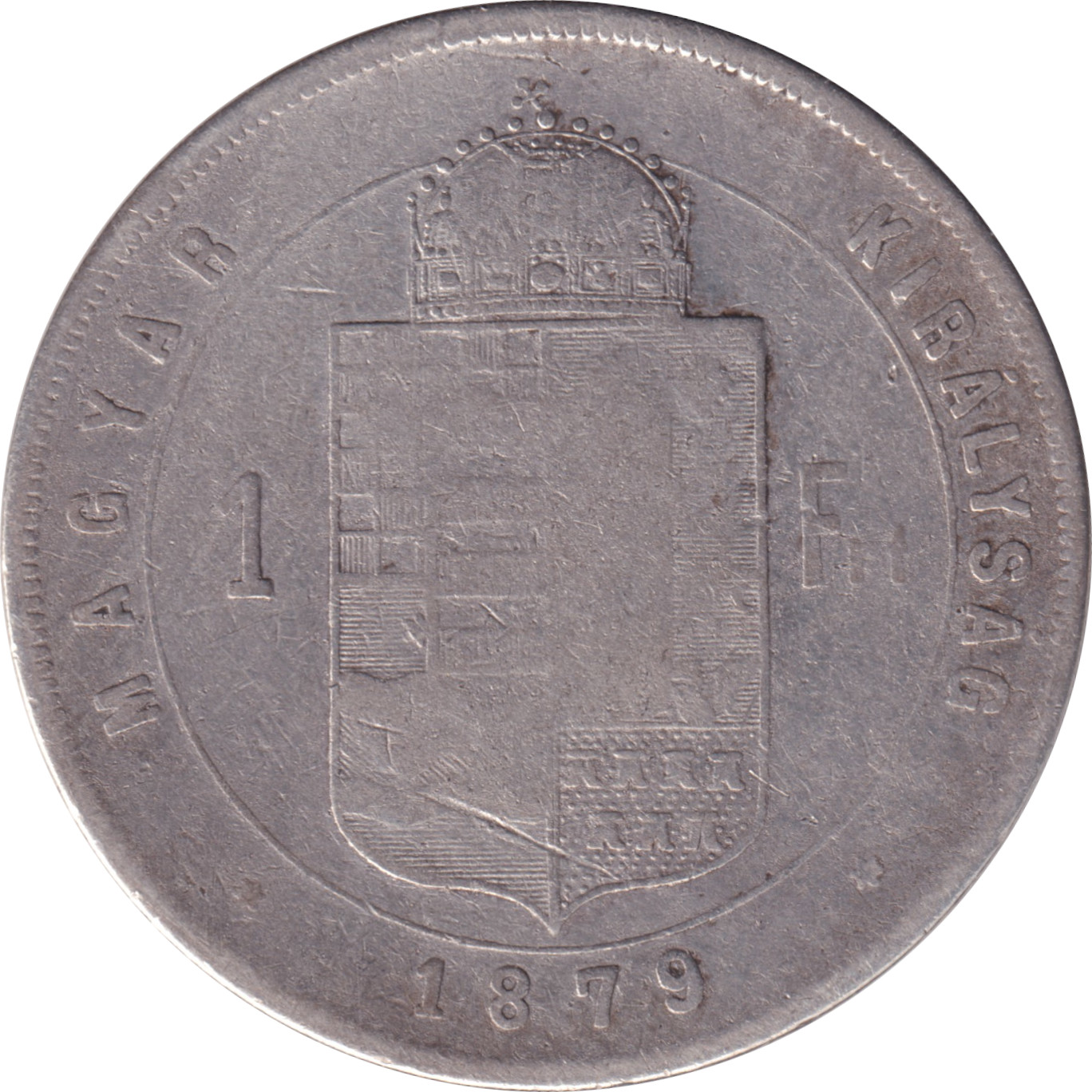 1 forint silver - Franz Jospeh I - Première effigie - Grand blason