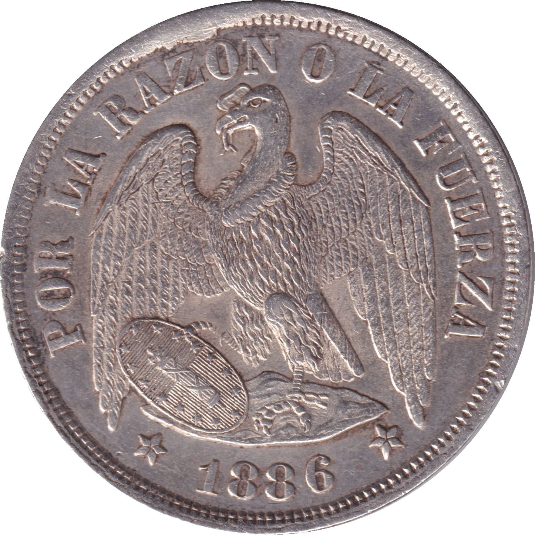 1 peso silver - Seated Eagle - Second Type