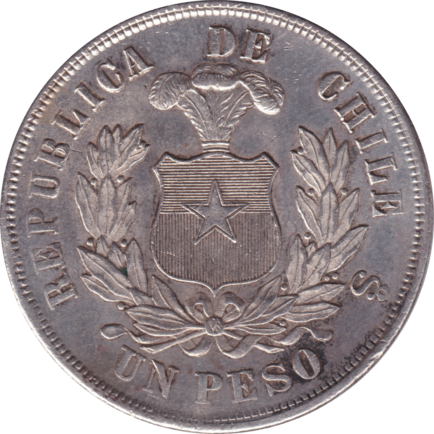 1 peso silver - Seated Eagle - Second Type