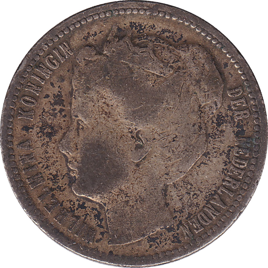 1/4 gulden argent - Wilhelmina I - Tête jeune