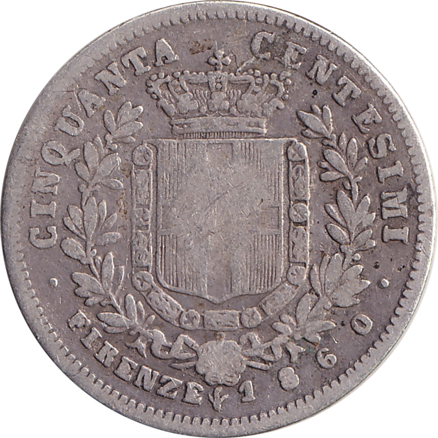 50 centesimi argent - Victor Emmanuel II - Florence