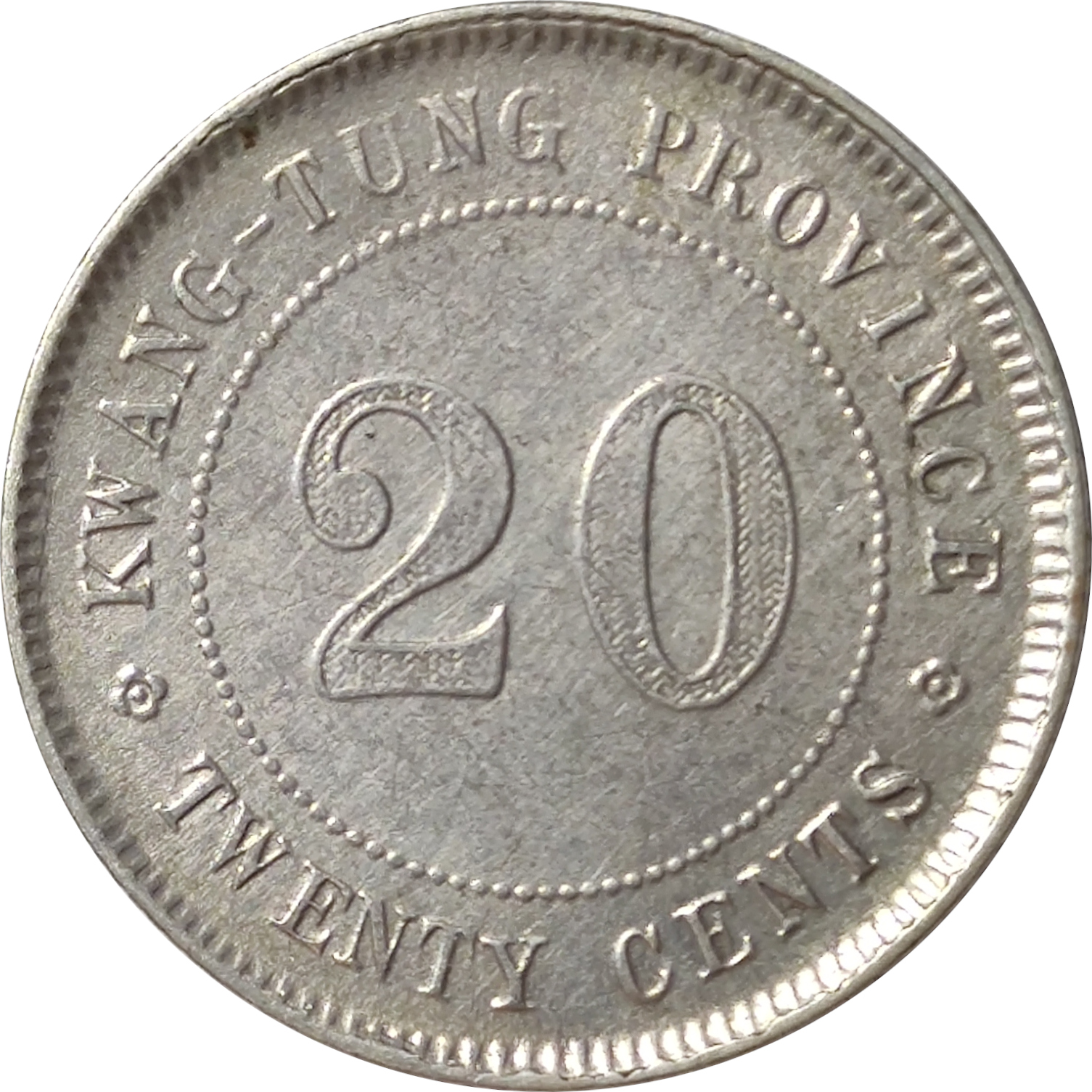 20 cents argent - Minguo - KWANG-TUNG - Frappe officielle