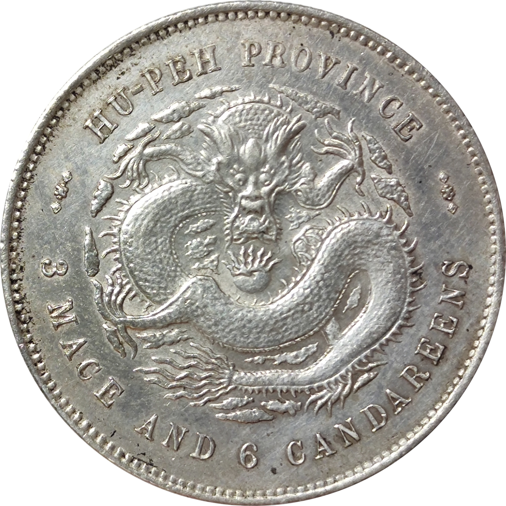 50 cents silver - Dragon de face - HU-PEH - Guangxu