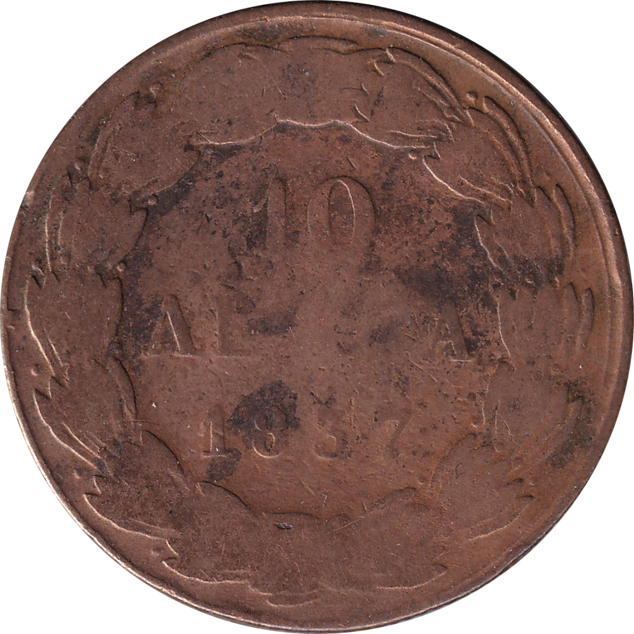 10 lepta - Blason - Grand bouclier - ΒΑΣΙΛΕΙΑ