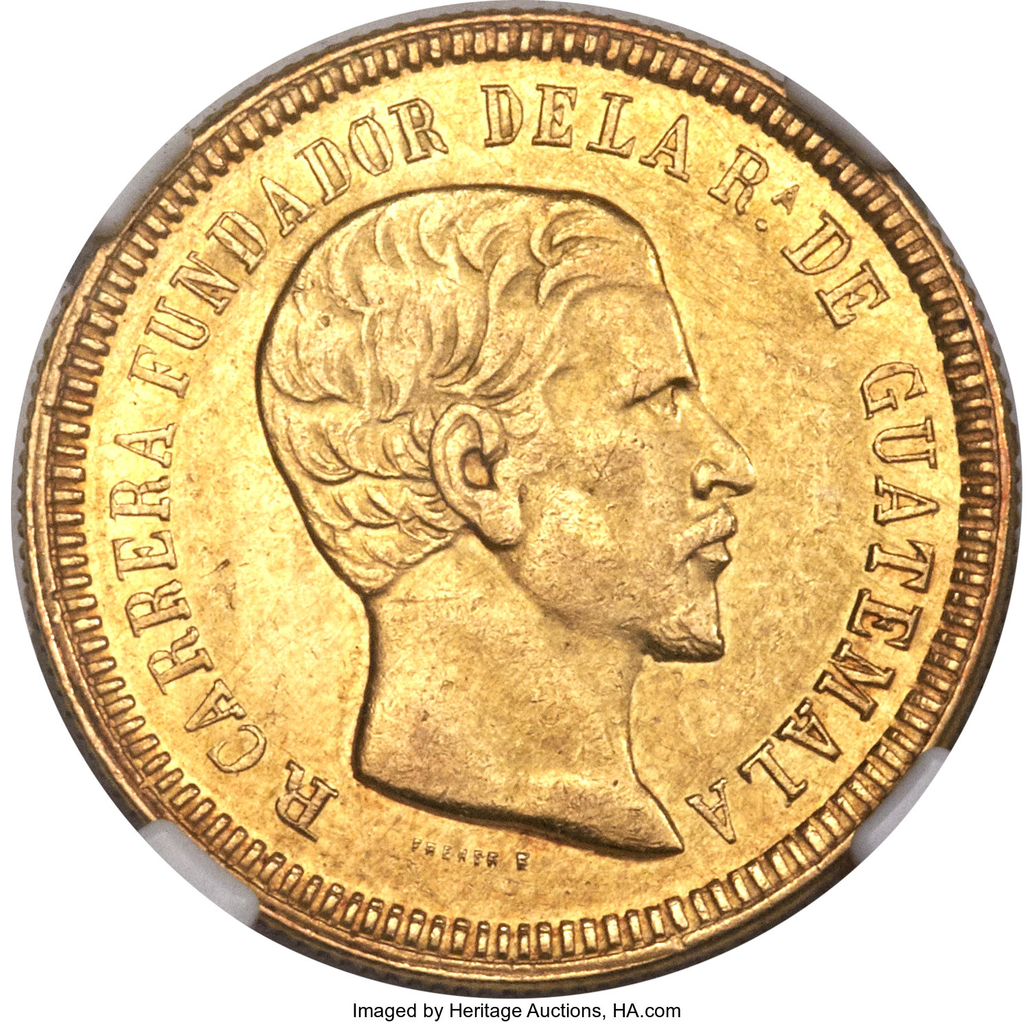 4 pesos gold - Rafael Carrera - Second head