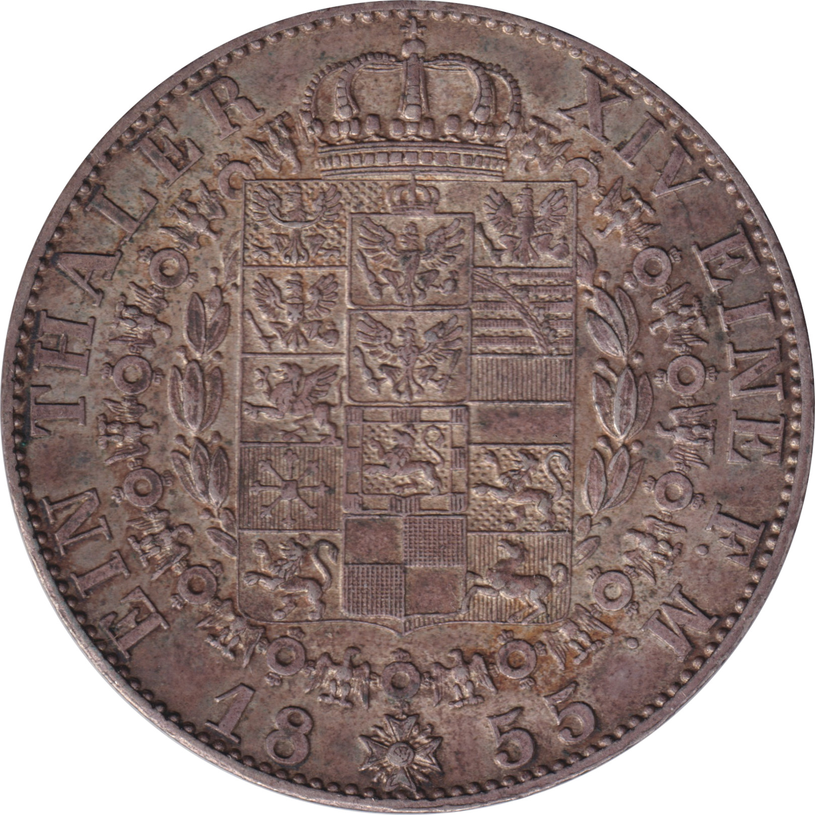 1 thaler argent - Frédéric Guillaume IV - Armoiries - Type 3