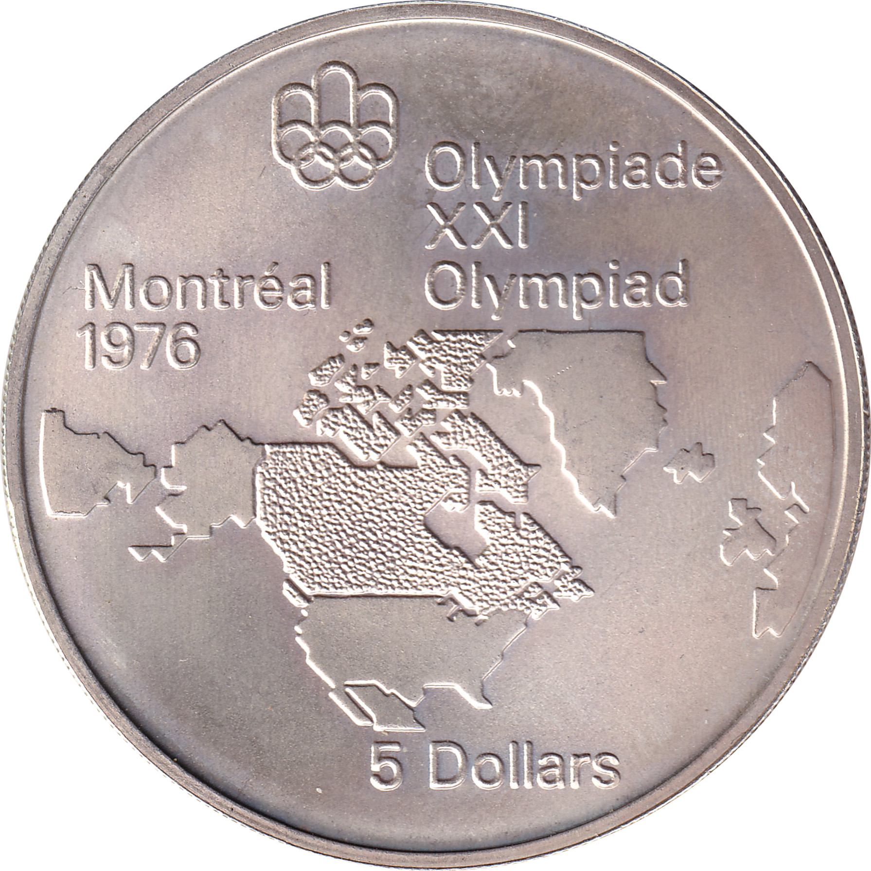 5 dollars silver - Olympiades de Montréal - Carte