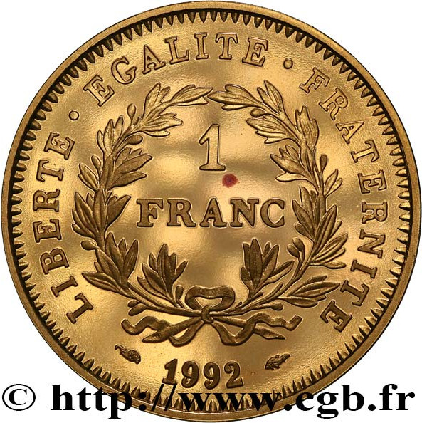 1 franc gold - La République - 200 years