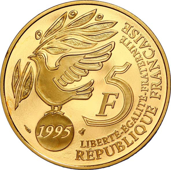 5 francs or - Nations unies - 50 ans