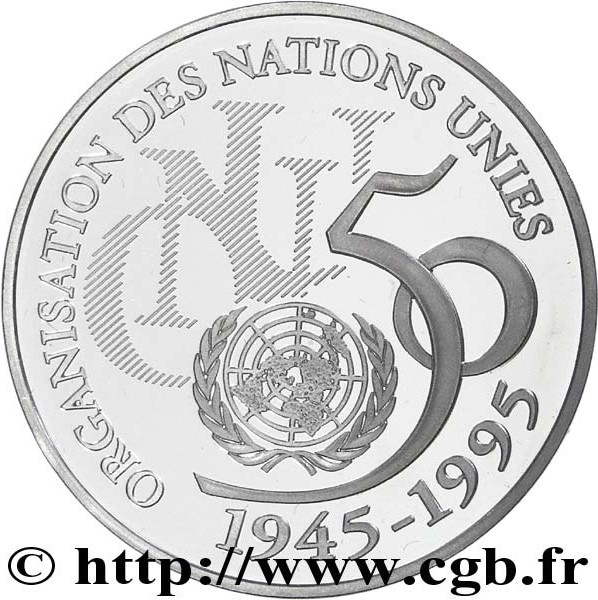 5 francs argent - Nations unies - 50 ans