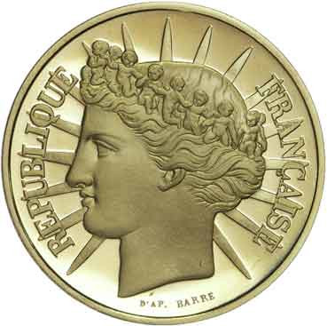 100 francs gold - Fraternité