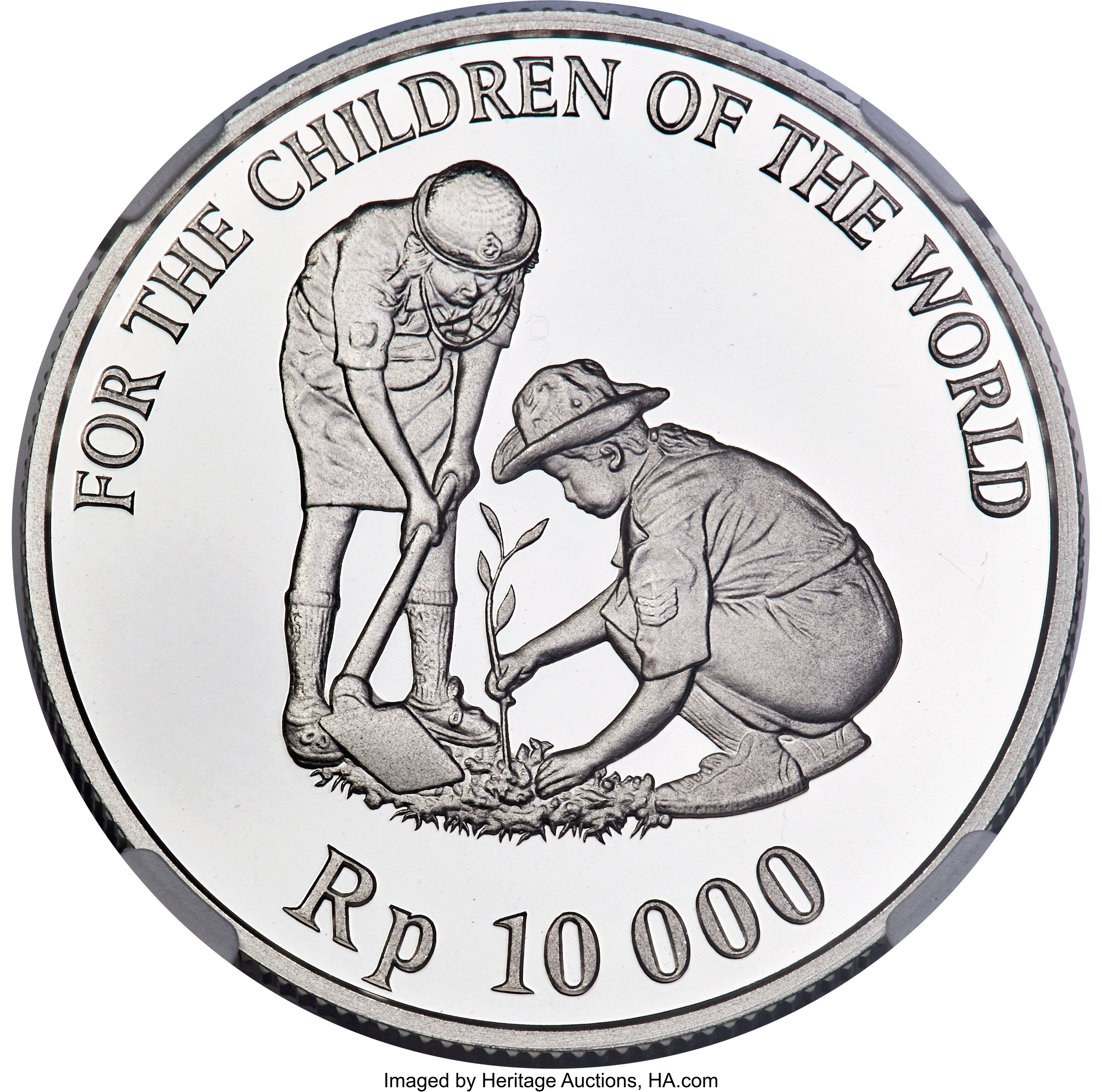 10000 rupiah argent - Sauver l'enfant