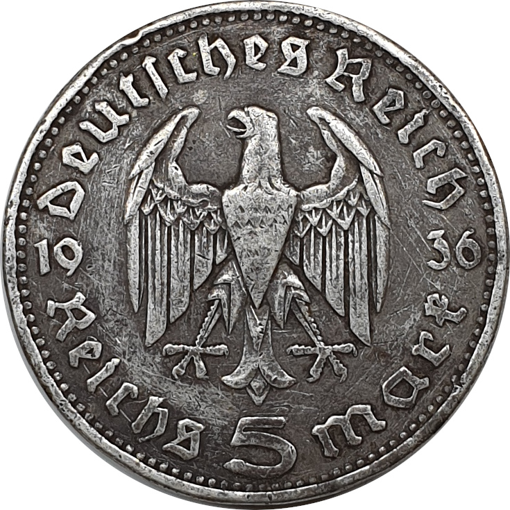 5 mark silver - Hindenburg - Eagle