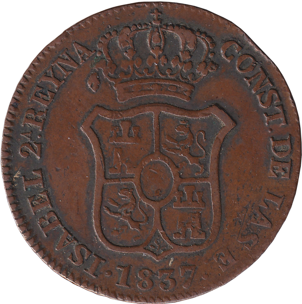 3 cuartos - Blason - Isabel II - 3 CUAR