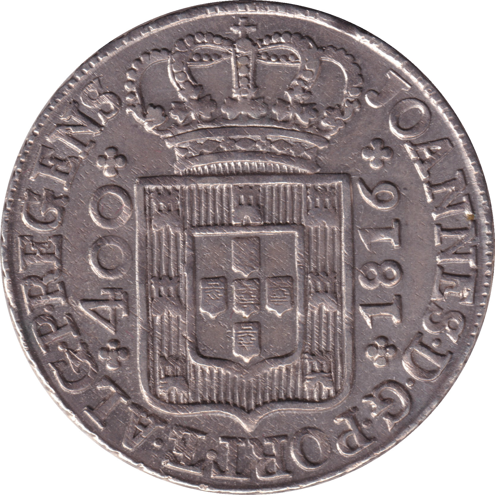 400 reis silver - Blason et croix - Jean prince régent - REGENS