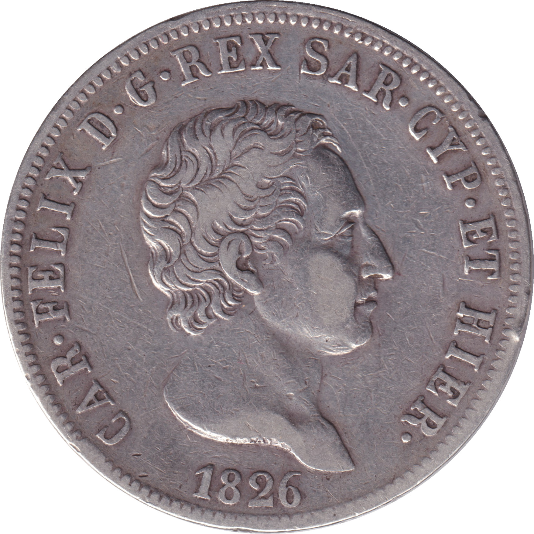 5 lire silver - Charles-Félix