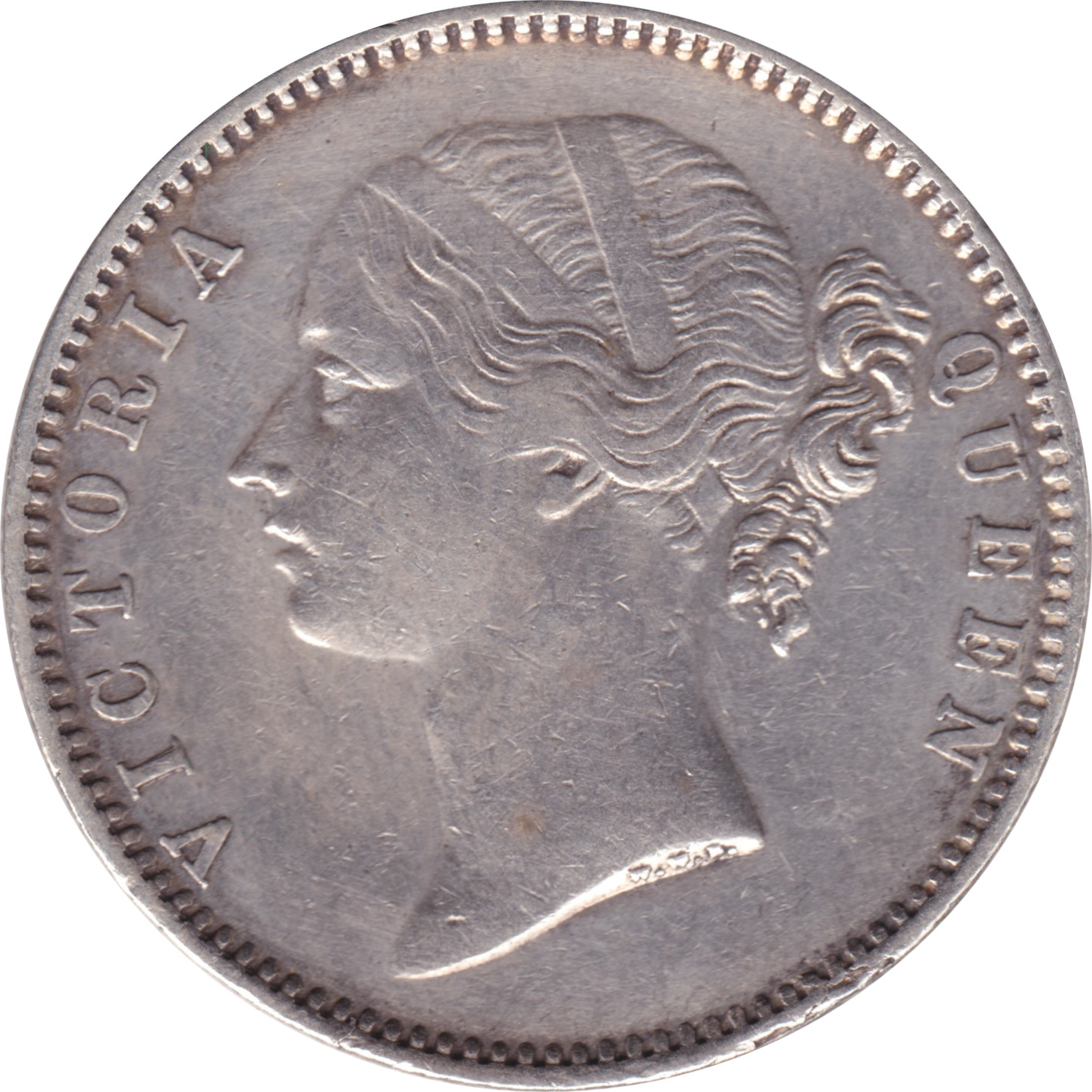 1 rupee silver - Victoria - Légende sur les cotés