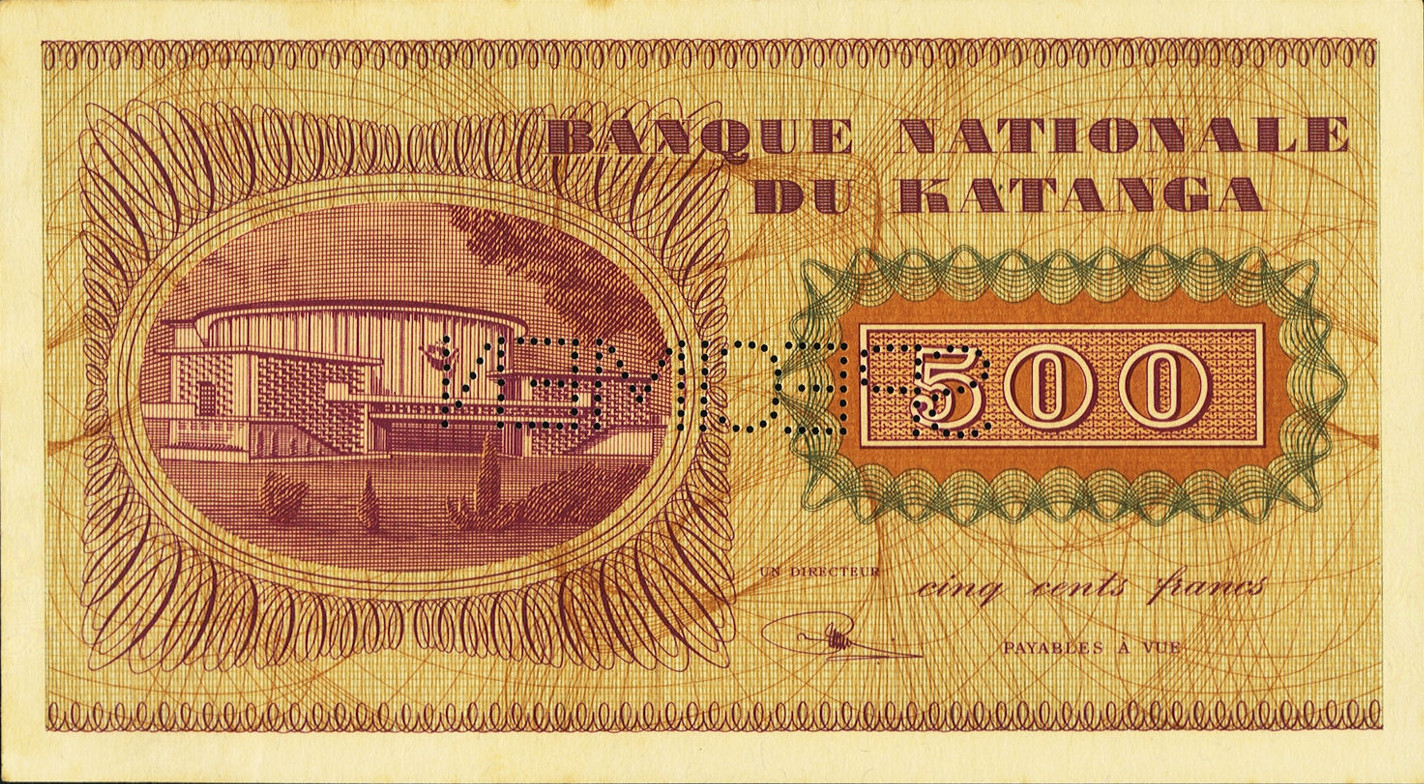 500 francs - Banque nationale du Katanga - Type 1