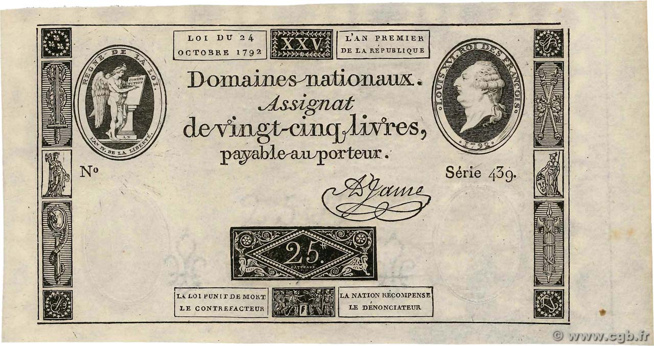 25 livres - Domaine nationaux - Type 1