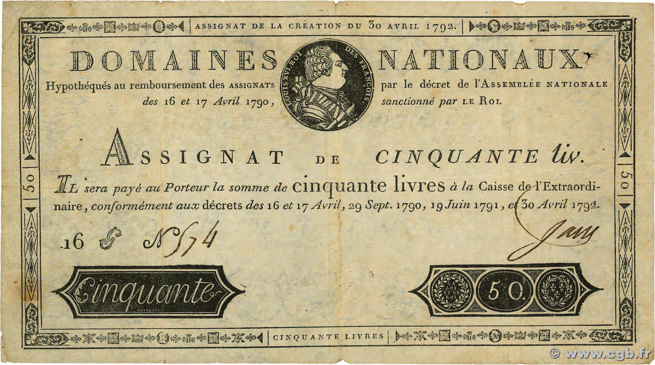 50 livres - Domaine nationaux - Type 2