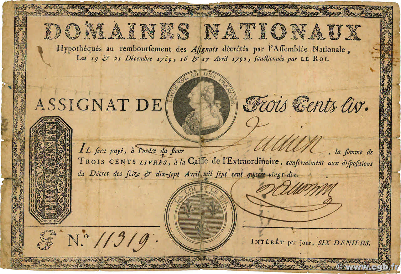 300 livres - Domaines nationaux - Type 1