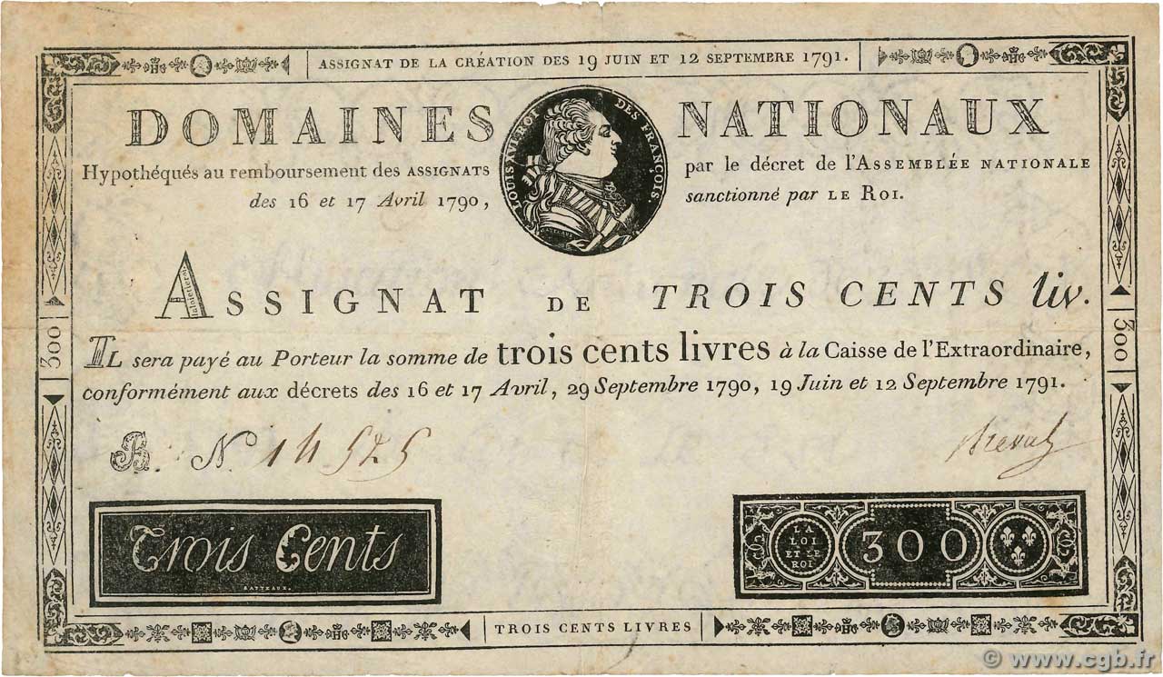 300 livres - Domaines nationaux - Type 2