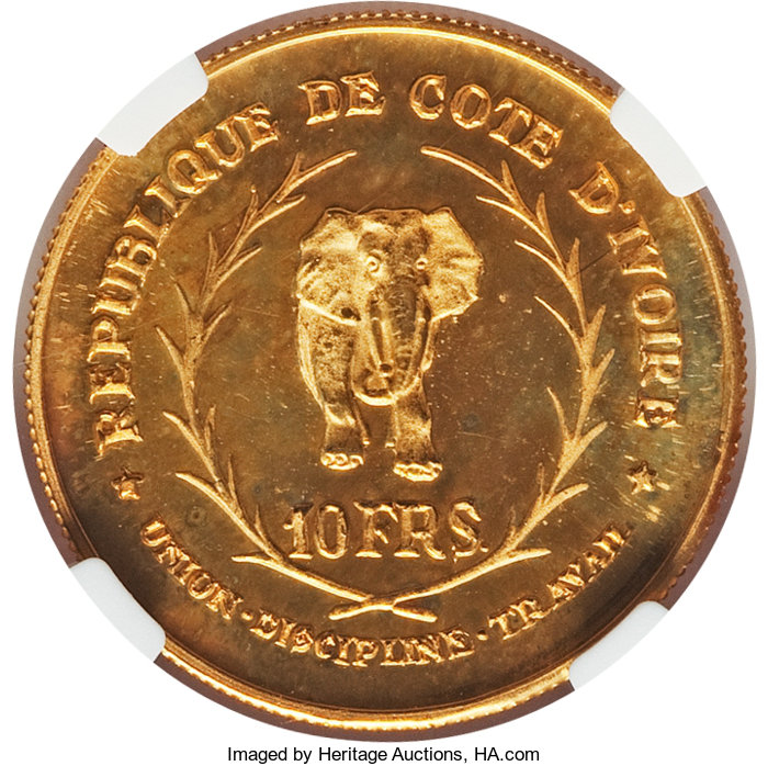 10 francs gold - Président Félix Houphouet Boigny