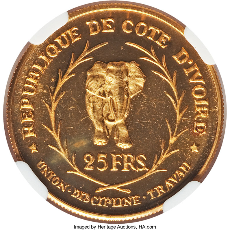 25 francs gold - Président Félix Houphouet Boigny