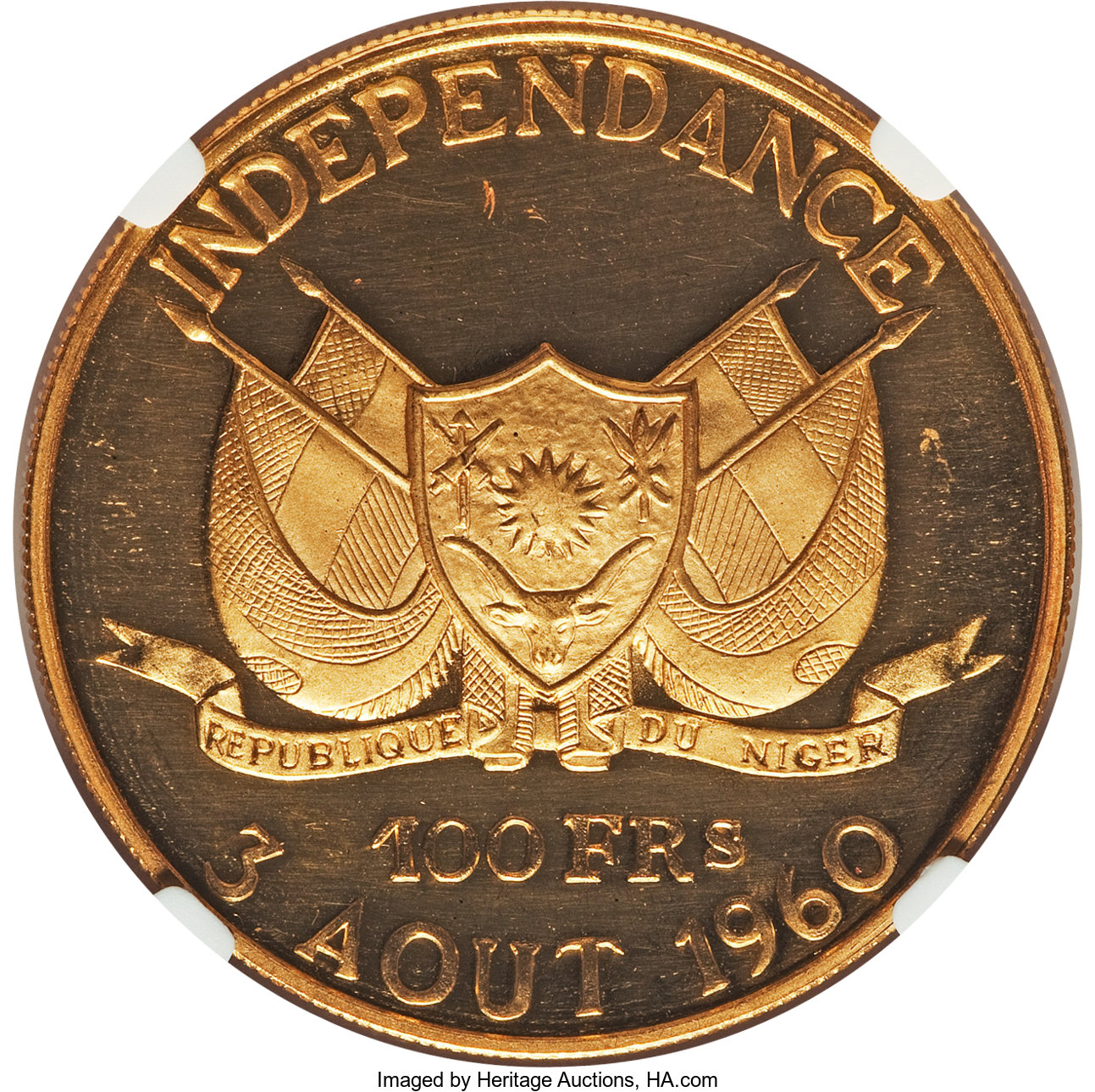 100 francs or - Indépendance - Armoiries