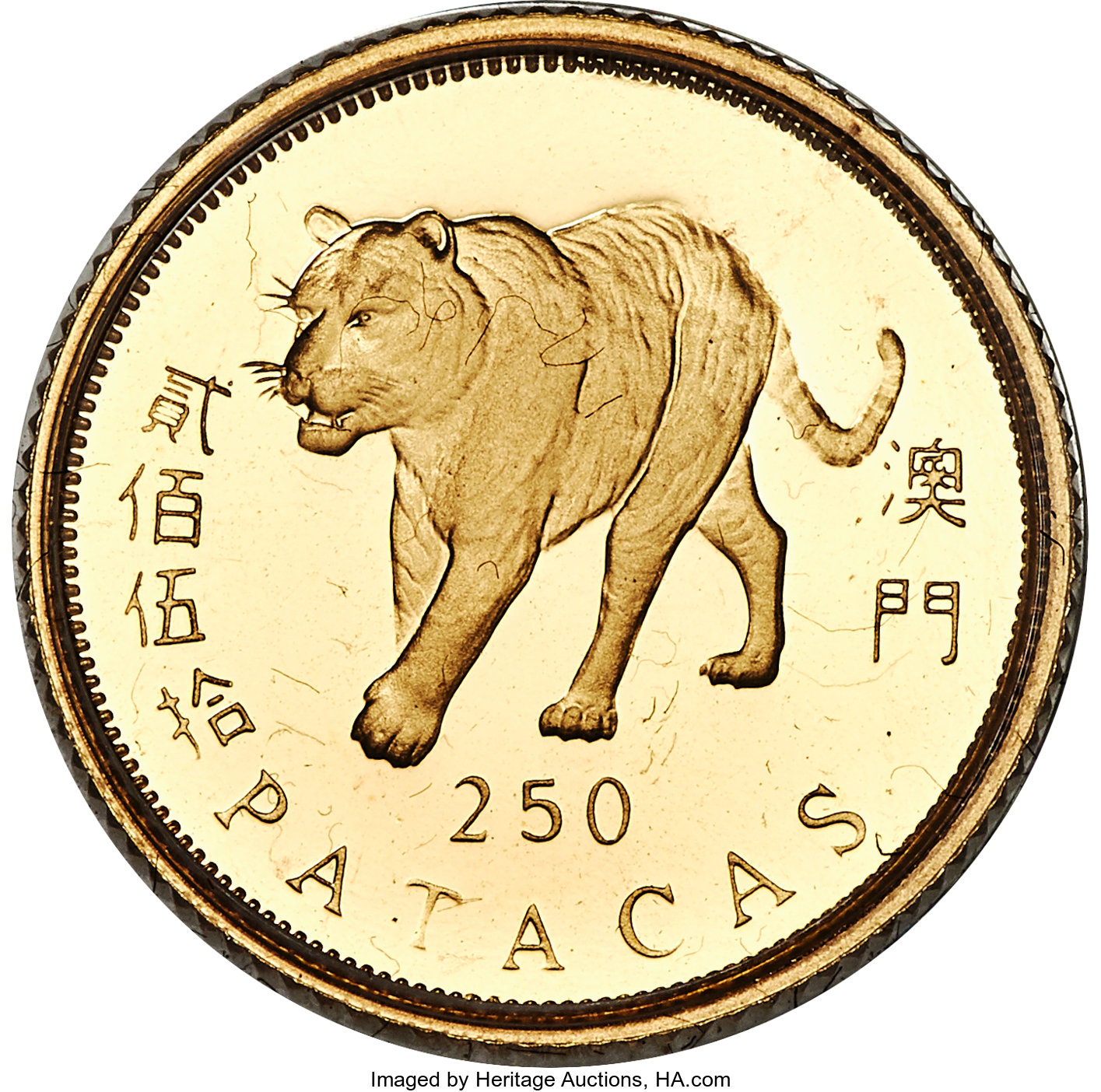 250 patacas gold - Année du Tigre