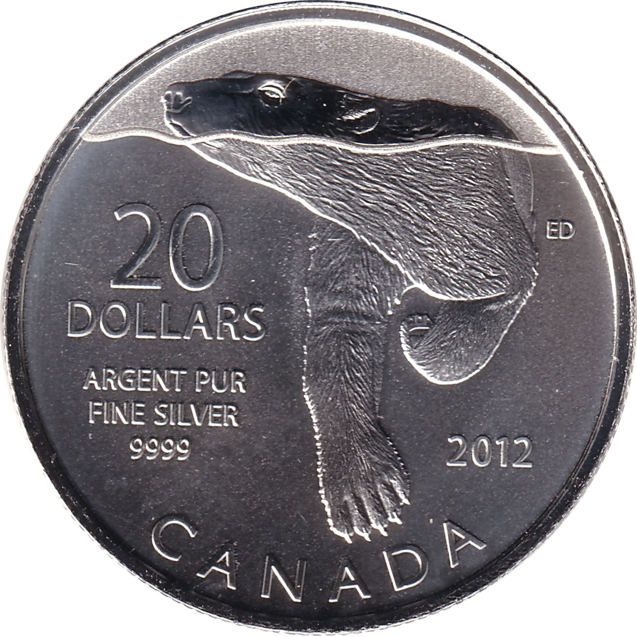 20 dollars silver - Polar Bear